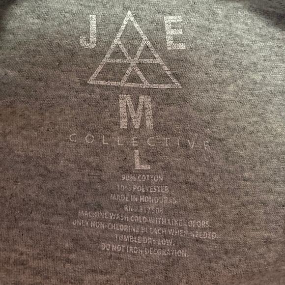 JME Collective Gray Knit Short Sleeve Crew Neck Graphic Tee T-Shirt Top Size L - Picture 4 of 4